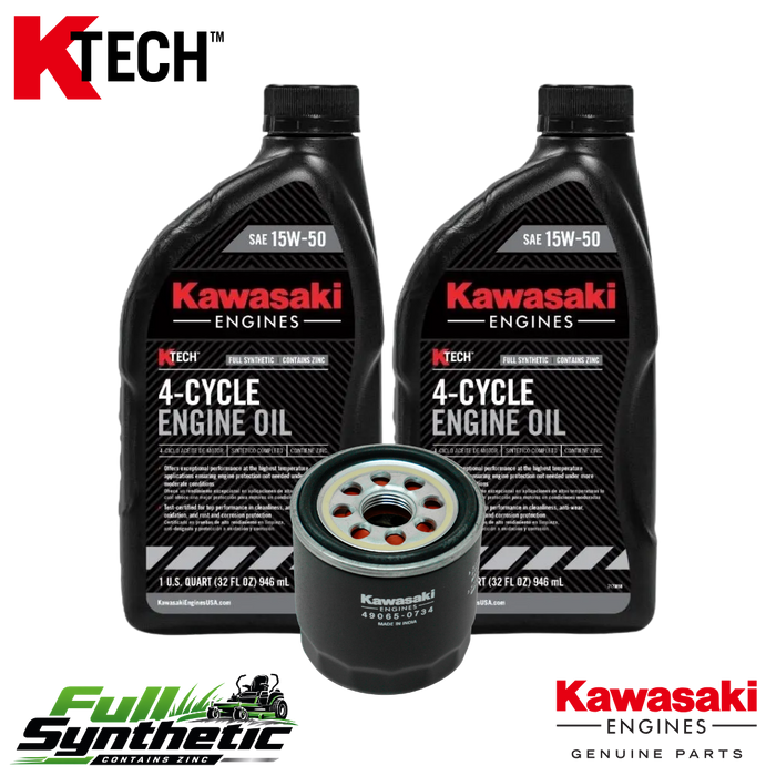 Kawasaki FX751V FX801V FX850V Full Synthetic 15W-50 Oil Change Kit